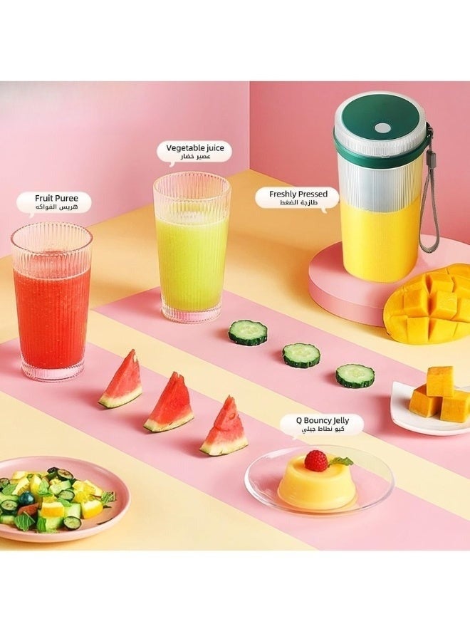 خلاط صغير محمول قابل لإعادة الشحن عبر منفذ USB، سعة 300 مل - عصارة شخصية بست شفرات من الفولاذ المقاوم للصدأ - تشغيل سريع وسهل بزر واحد للعصائر، ومشروبات البروتين، وطعام الأطفال - مناسب للسفر، والمكتب، والمطبخ - أخضر - Image 4